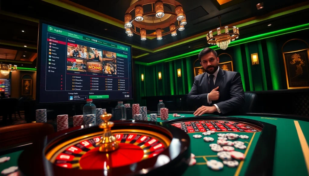 Experience thrilling online gambling with 7upbet's exciting betting interface amidst a luxurious casino setting.